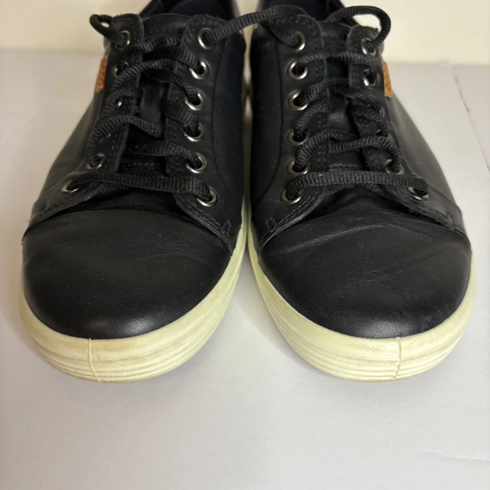 ECCO Soft 7 Black Leather‎ Lace Up Sneakers Women's Size 39
